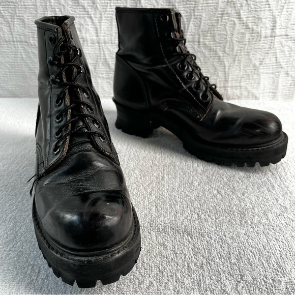 Georgia Boots Mens 7 Womens 8 Black Leather Lace Up Soft Toe Logger Work Sawyer - Picture 16 of 16